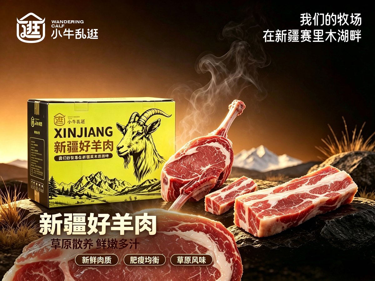 小牛乱逛新疆好羊肉礼盒，草原散养羔羊原切羊肉