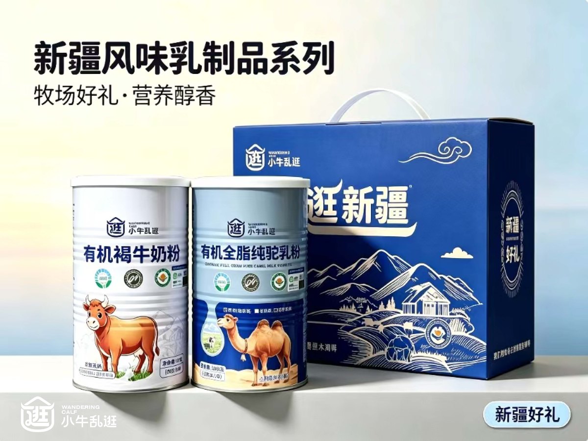 小牛乱逛有机褐牛奶粉与有机驼奶粉组合礼盒